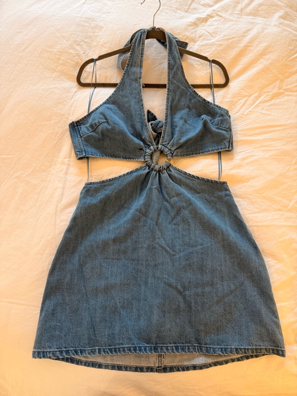 Show Me Your MuMu Denim Oslo O ring dress - Backless Halter Mini Dress - Picture 2 of 5